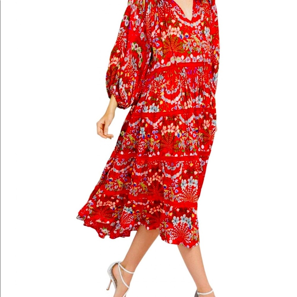 Alice + Olivia Layla Tiered Ruffle Midi Dress Sz S (LIKE NEW)